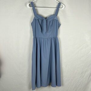 Belle Pogue Slate Blue Sleeveless Bow Neckline Vintage Inspired Dress -Size S